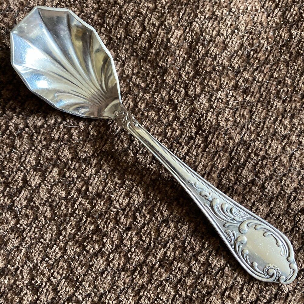 Pair of 1920'S Fritz Voos Solingen Rostfrei F.v.100 Silverplate Sugar Spoon 5”